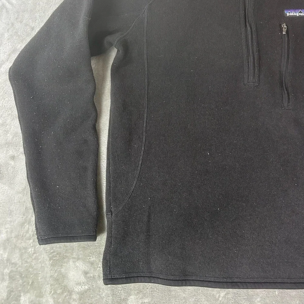 Patagonia Sweater Mens Small Black Better Sweater 1/4 Zip Fleece Logo Pullover